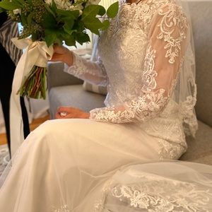 Illusion Long Sleeve TulleWeddingdress-Dressafford